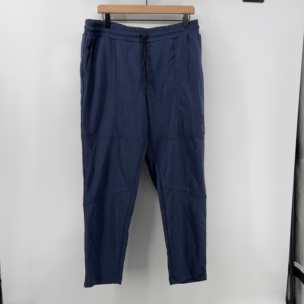 Spyder Active Men‎ L Blue Jogger Pants Tapered Leg Drawstring Waist Athleisure